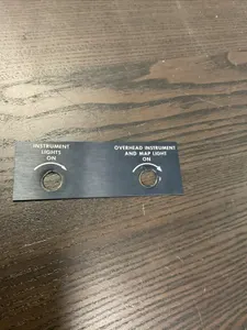 Beechcraft Sundowner Instrument and Overhead Lights Placard